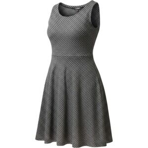 Globus Womens Gray Black Geometric Diamond Knit Sleeveless Fit Flare Dress M